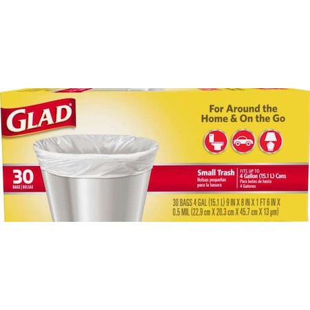 GLAD Garbage Bag Flat Top Small, PK180 78817